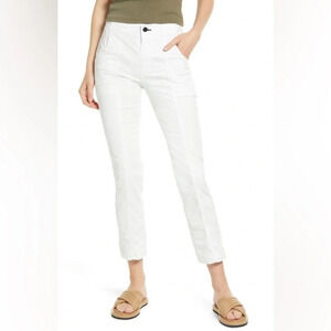 NWOT ASKK NY Good Times High Waist Twill Pant Ivory White Cotton Casual Women 28